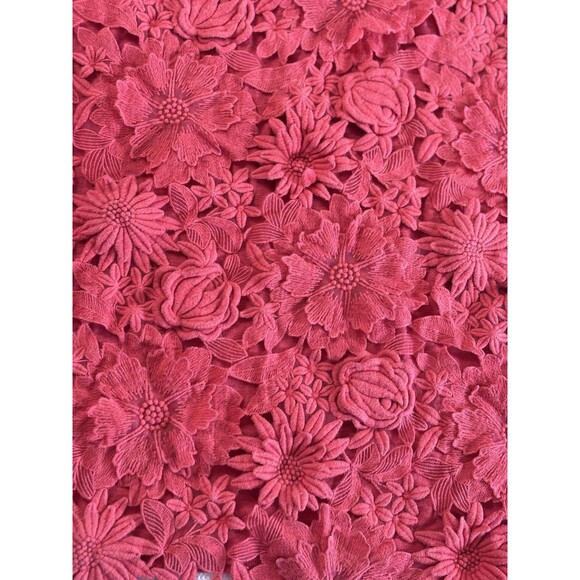 Tory Burch Embroidered Lace Pattern Shirt, Womens XS Short Sleeve Rose Red - Picture 5 of 8